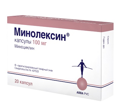 Минолексин капс. 100мг №20 (Миноциклин) антибиотик Рх