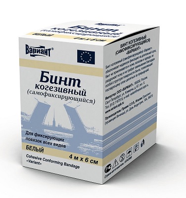 Бинт когезивный 4м х6см (самофиксирующийся) белый Вариант