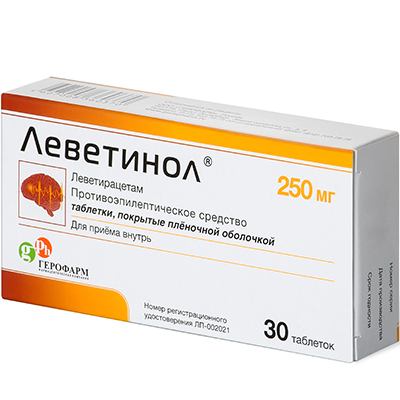 Леветинол таб.250мг №30 (Леветирацетам) противоэпилептическое Рх