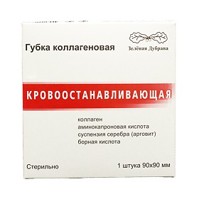 Губка гемостатическая коллагеновая 90х90мм №1 (Зеленая дубрава)