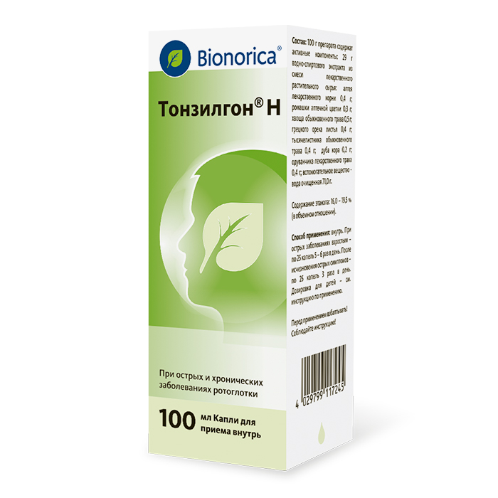 Тонзилгон капли 100мл при боли в горле