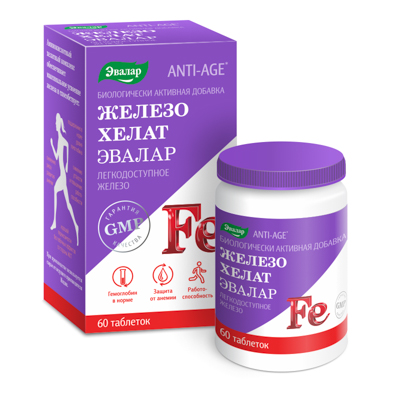 Железо Хелат таб. №60 (Эвалар) при анемии БАД