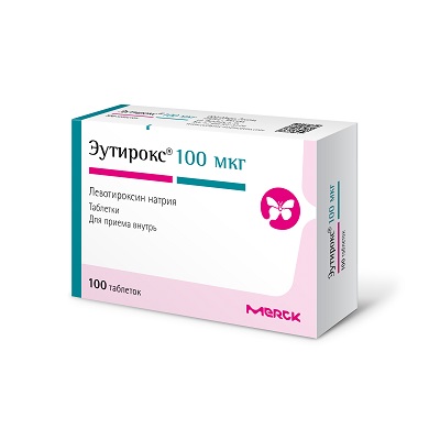 Эутирокс таб. 100мкг №100 (Левотироксин) при гипотиреозе Рх