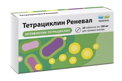 Тетрациклин Реневал таб. 100мг №20 антибиотик Рх Renewal