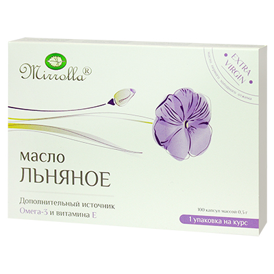 Масло льняное капс. №100 пищевое БАД (Мирролла)