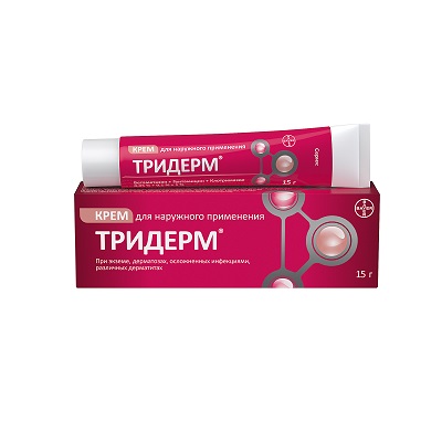 Тридерм крем 15г при дерматозах, осложненных инфекциями