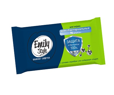 Салфетки влажные антибактериальные №15 Emily Style