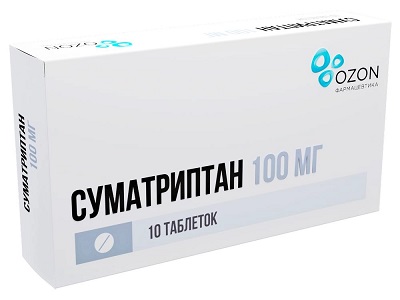 Суматриптан таб. 100мг №10 от мигрени Рх (Озон)