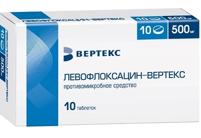 Левофлоксацин-Вертекс таб. 500мг №10 антибиотик Рх