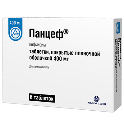 Панцеф таб. 400мг №6 (Цефиксим) антибиотик Рх