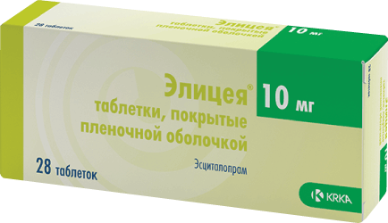 Элицея таб. 10мг №28 (Эсциталопрам) антидепрессант Рх