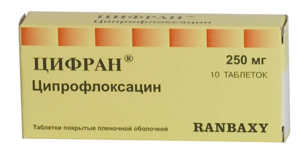Цифран таб.250мг №10 (Ципрофлоксацин) антибиотик Рх