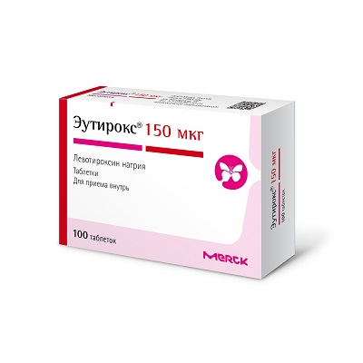 Эутирокс таб. 150мкг №100 (Левотироксин) при гипотиреозе Рх