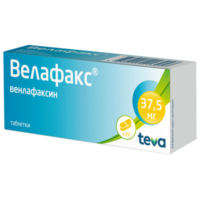 Велафакс таб. 37,5мг №28 (Венлафаксин) антидепрессант Рх