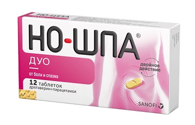 Но-шпа Дуо таб. №12 (Дротаверин+Парацетамол) обезболивающее